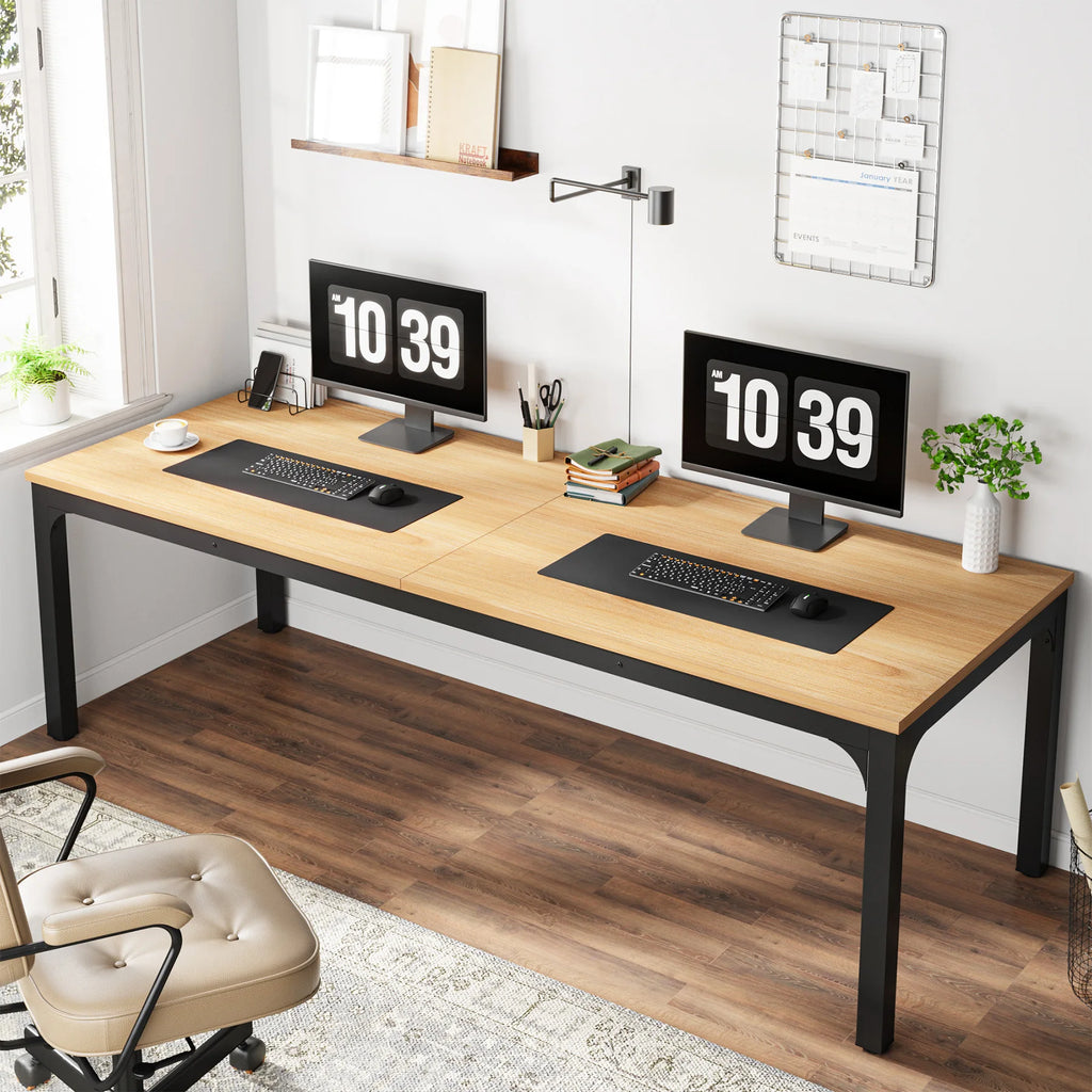 Tribesigns 78,7 Zoll extra langer Computertisch, Schreibtisch für 2 Personen, doppelter langer Schreibtisch, Workstation für Home Office