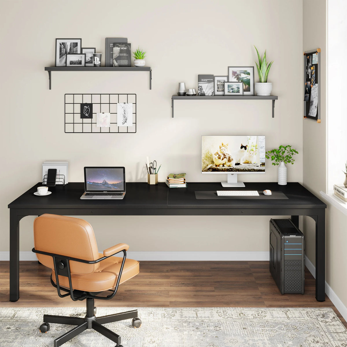 Tribesigns 78,7 Zoll extra langer Computertisch, Schreibtisch für 2 Personen, doppelter langer Schreibtisch, Workstation für Home Office