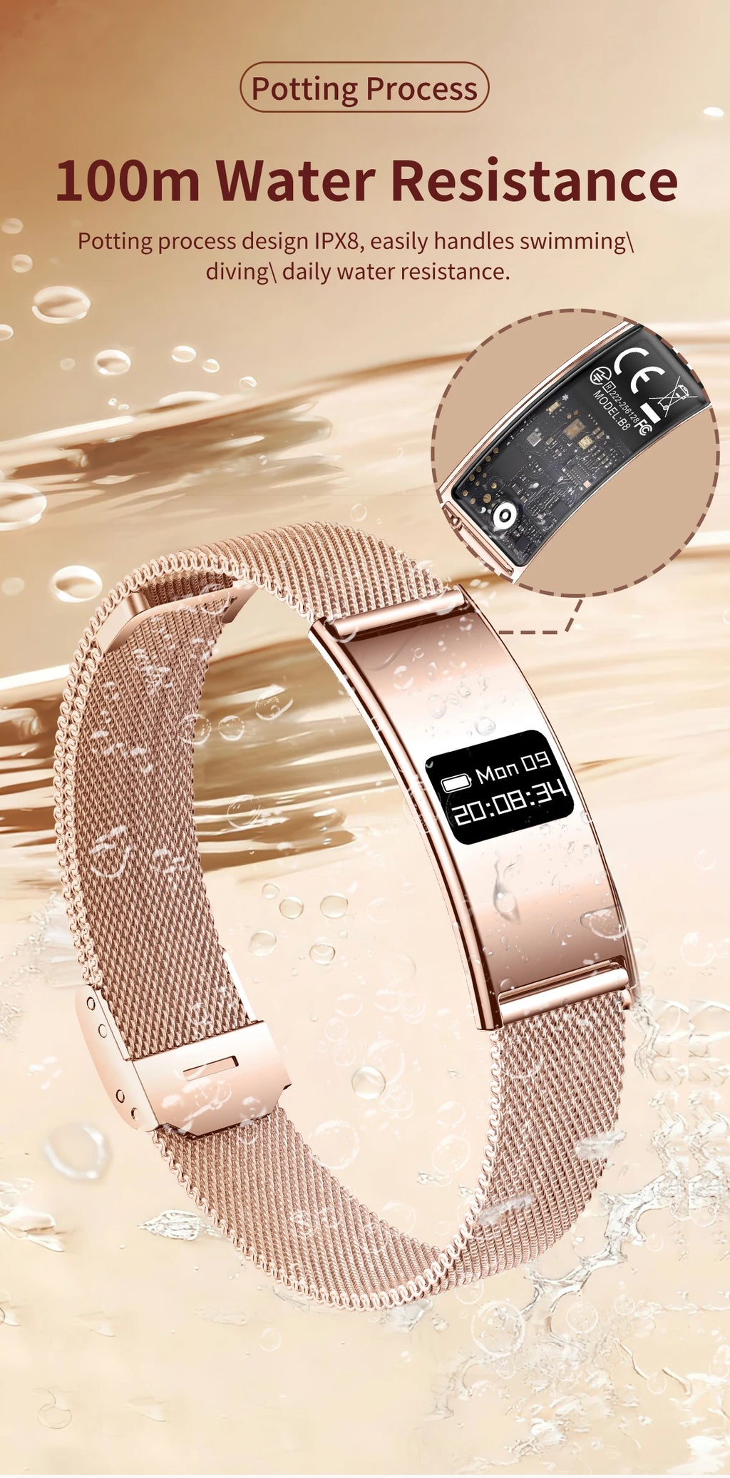 LIGE Bracelet Ultra-mince Sport Fitness Tracker Santé Smart Bracelet Podomètre Moniteur de Fréquence Cardiaque Montre Intelligente Rappel d'Appel