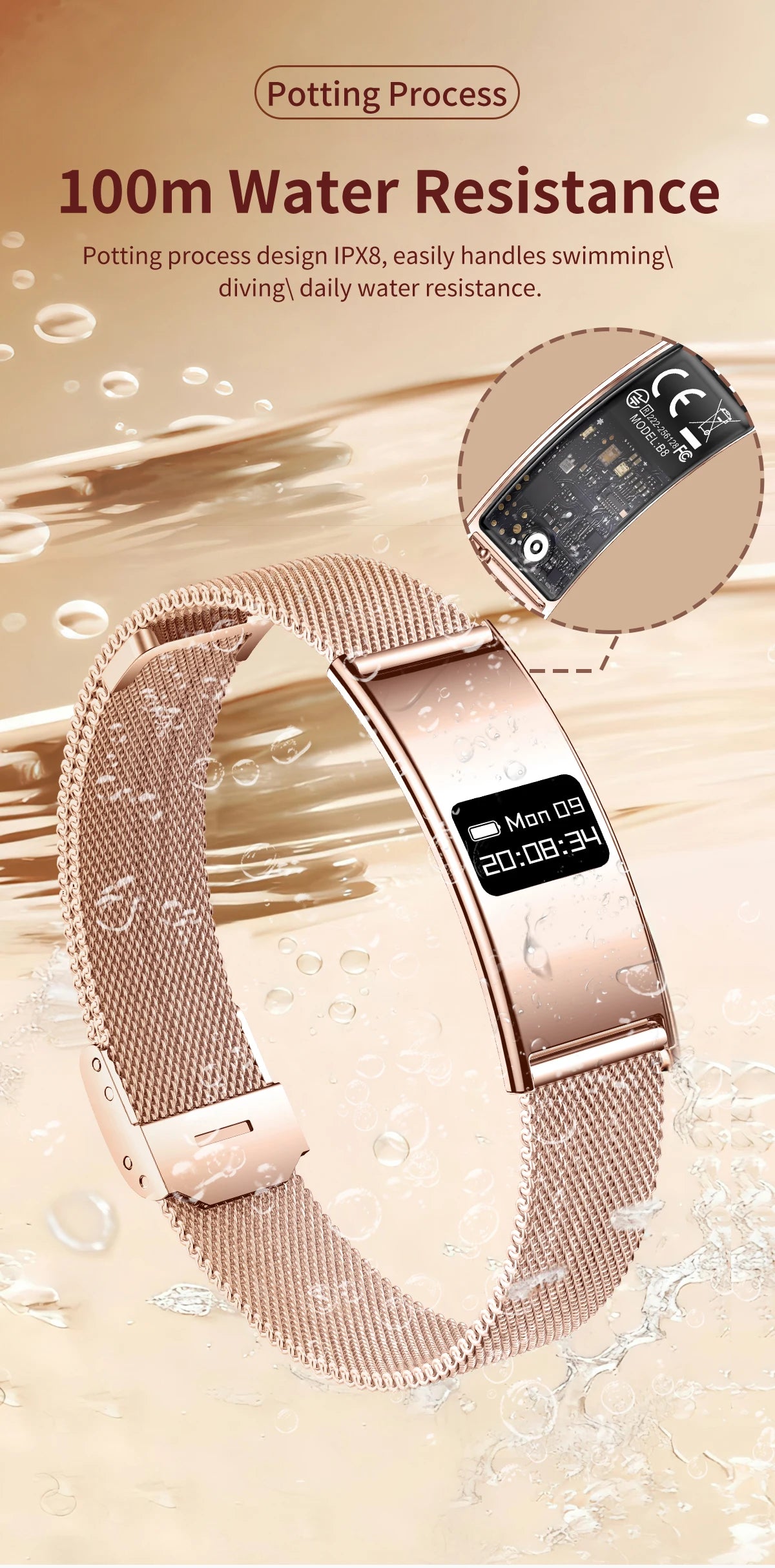 LIGE Bracelet Ultra-mince Sport Fitness Tracker Santé Smart Bracelet Podomètre Moniteur de Fréquence Cardiaque Montre Intelligente Rappel d'Appel