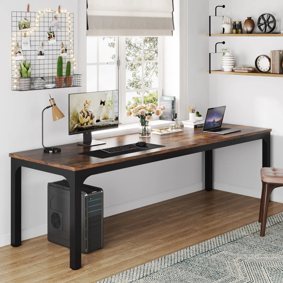 Tribesigns 78,7 Zoll extra langer Computertisch, Schreibtisch für 2 Personen, doppelter langer Schreibtisch, Workstation für Home Office