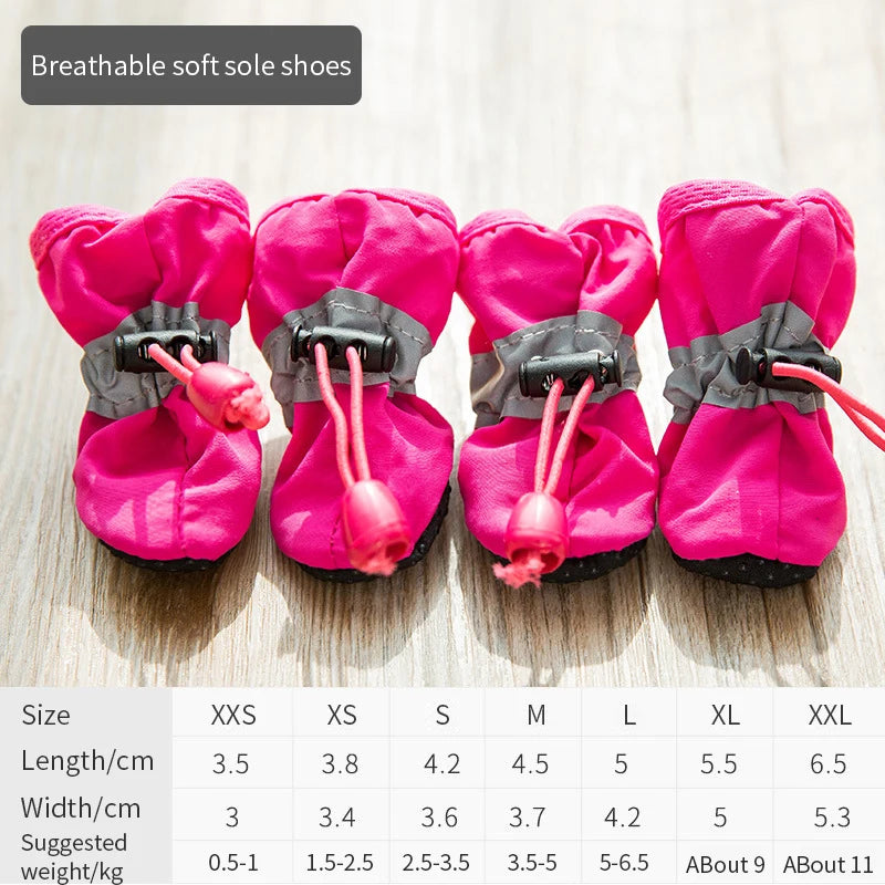 Lot de 4 Chaussures imperméables antidérapantes pour chiens et chats de petite taille, Bottes de pluie, Chaussures pour chiots, Chaussons pour animaux de compagnie, Accessoires pour pattes d'animaux