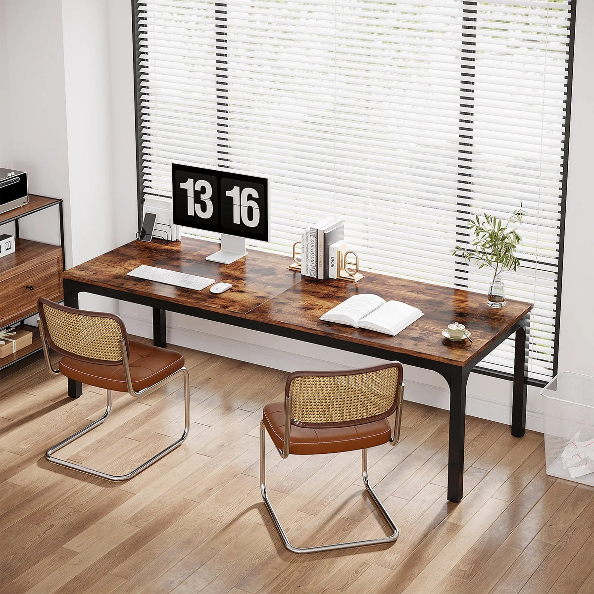 Tribesigns 78,7 Zoll extra langer Computertisch, Schreibtisch für 2 Personen, doppelter langer Schreibtisch, Workstation für Home Office