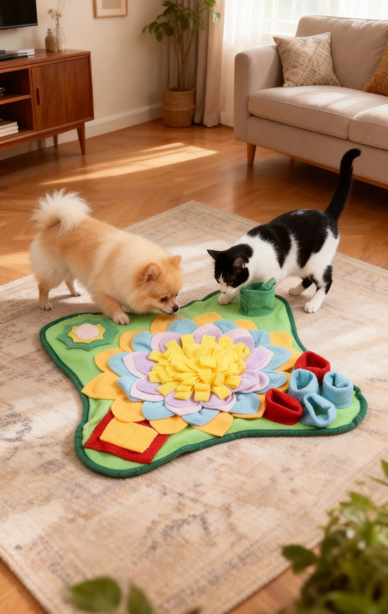 Pet Snuffle Mat for Dogs Cats, Interactive Foraging Feeding Mat, Non‑Slip Colorful Flower Shape Nosework Training Toy, Stress Re (Copy)
