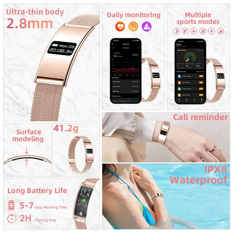 LIGE Bracelet Ultra-mince Sport Fitness Tracker Santé Smart Bracelet Podomètre Moniteur de Fréquence Cardiaque Montre Intelligente Rappel d'Appel