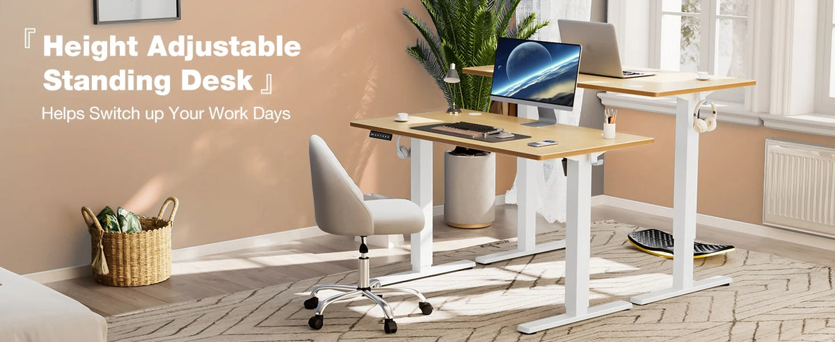 JHK Elektrischer Stehschreibtisch Höhenverstellbar 100x60 cm Steh-Sitz-Computertisch Ergonomischer Arbeitstisch