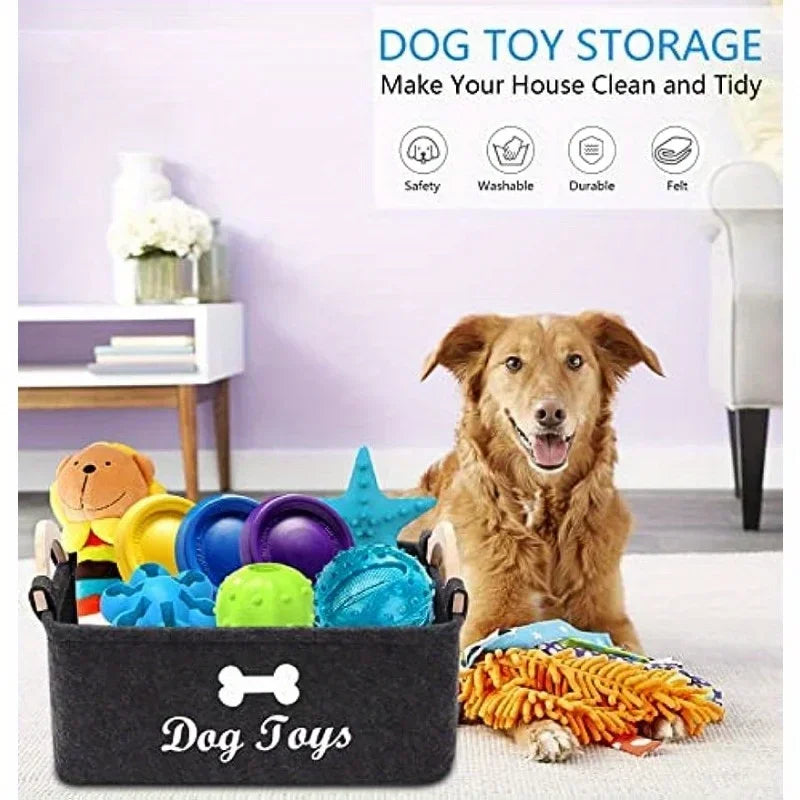 Filz-Haustierspielzeugkiste, Hundespielzeugkiste, Aufbewahrungskorb – perfekt zum Organisieren von Haustieren