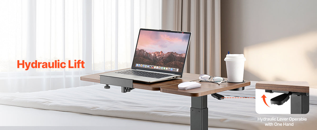 VEVOR Overbed Table Mobile Bed Side Table w/ Swivel Casters Height & Angle Adjustable Rolling Laptop Desk for Home Office Study