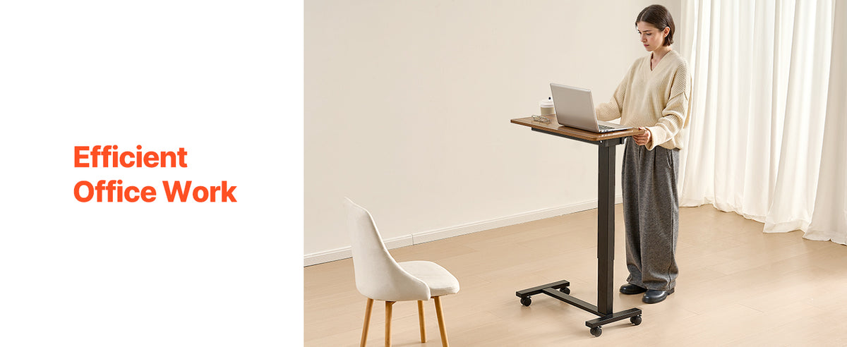 VEVOR Overbed Table Mobile Bed Side Table w/ Swivel Casters Height & Angle Adjustable Rolling Laptop Desk for Home Office Study